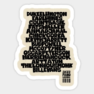 Jazz Legends in Type: The Jazz Pianists Sticker